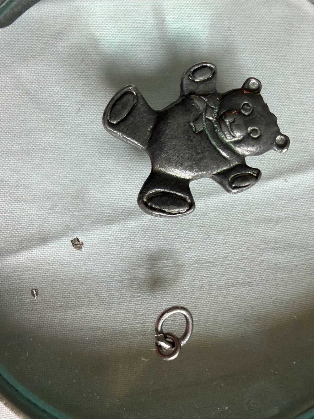 Teddy Bear Charm Pendant - Silver Tone